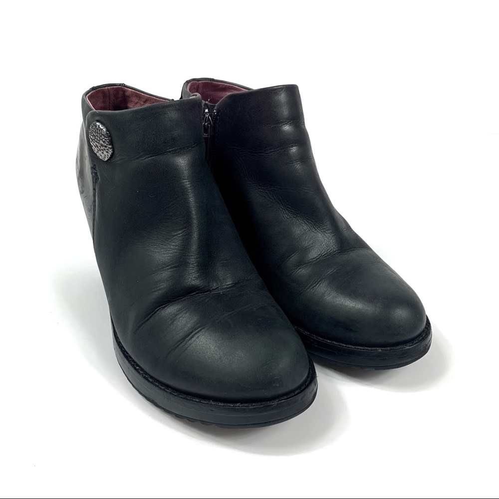 Dansko Amelia Black Leather Heeled Booties Size 39